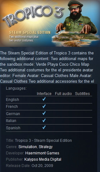 Tropico 3 - Steam Special Edition Steam - Click Image to Close